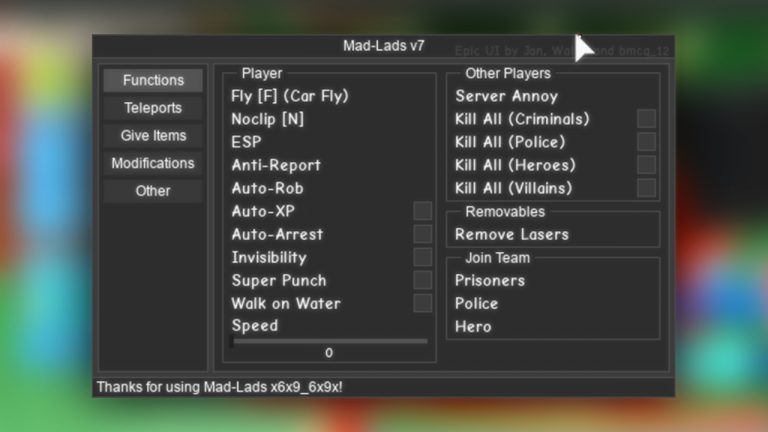 Mad City Mad Lads V7 Best Roblox Exploit Scripts - roblox mad city gui